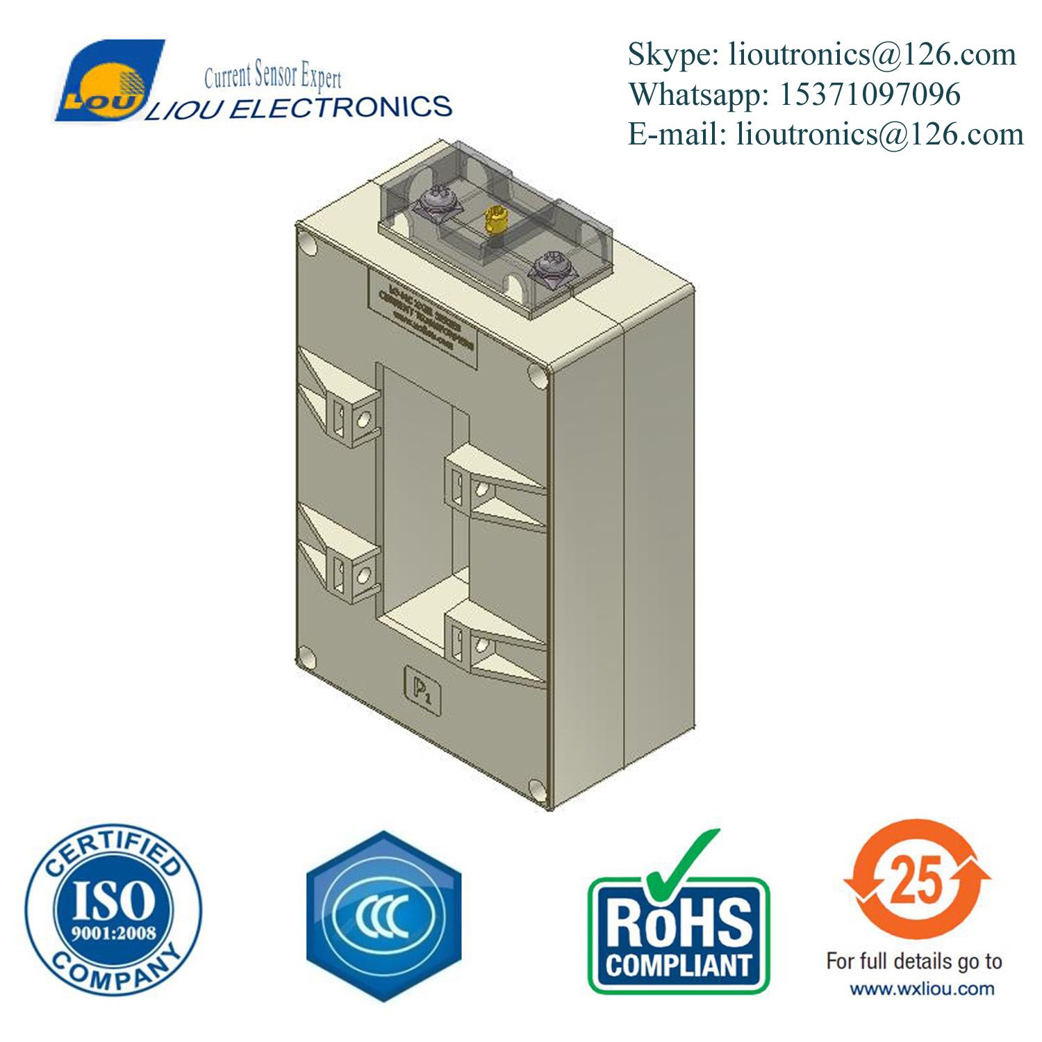 High Current up to 6300A High Accuracy Center Through Current Sensor 1A or 5A Output CT