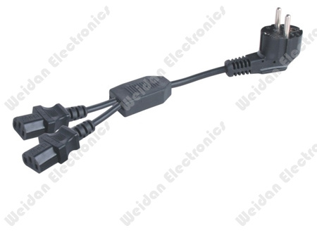 Germany Style Schuko Y Splitter Power Cord