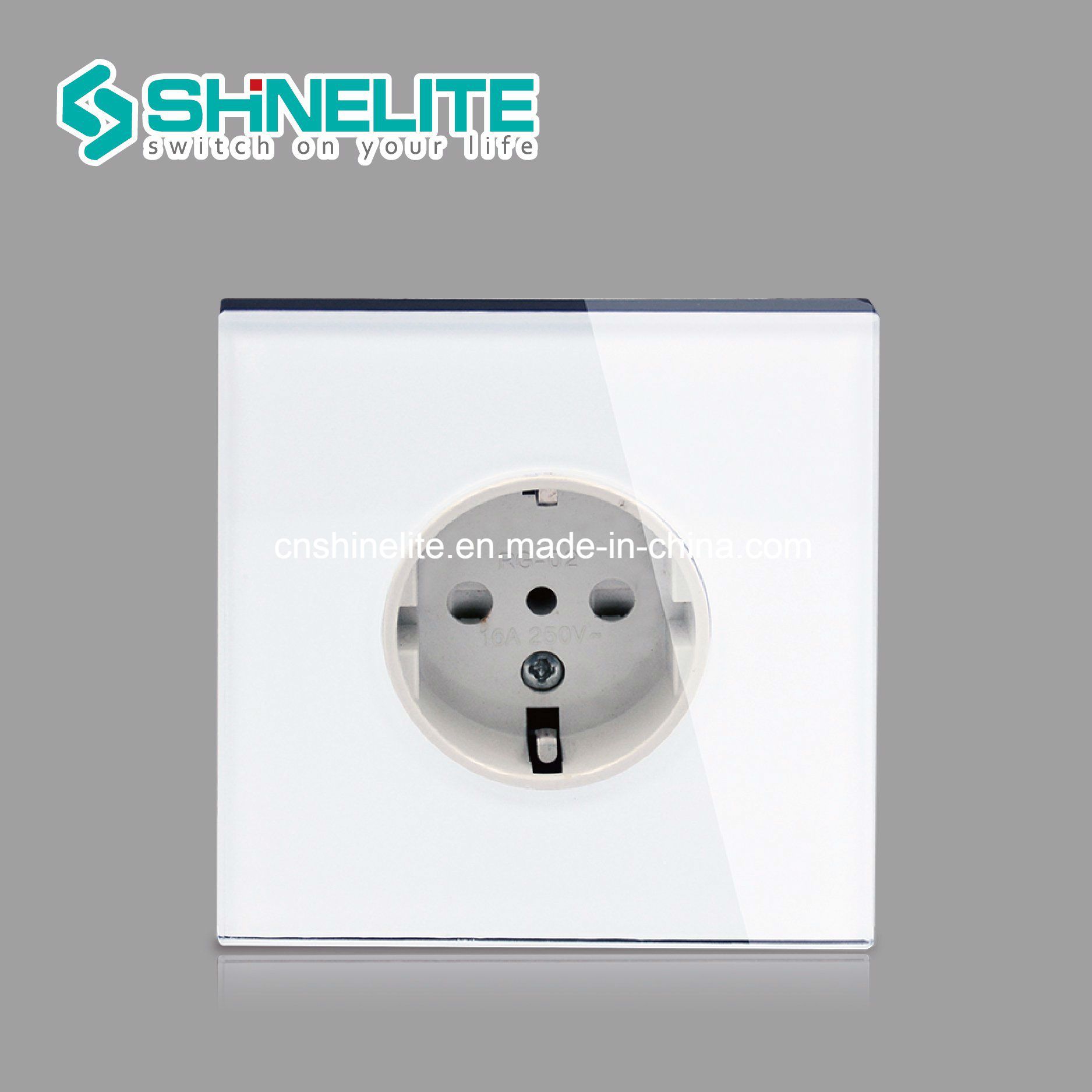EU Standard White Color Glass Plate Smart Socket