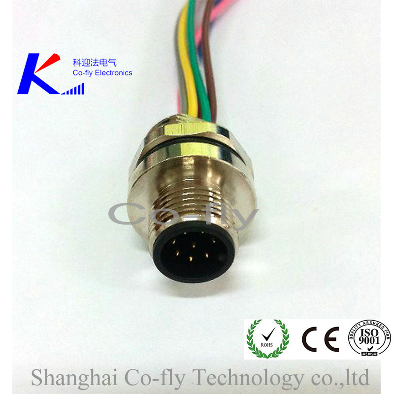 Waterproof Male Round M12 8pin a Coding Panel Connector with Wire