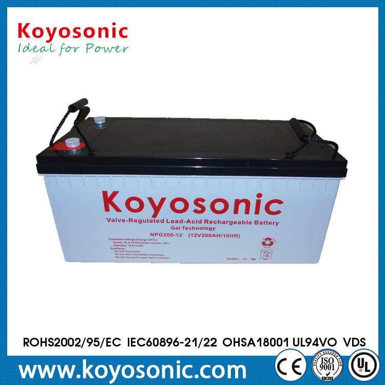 High Capacity 12V 220ah Gel Battery for Telecommunication off Grid System