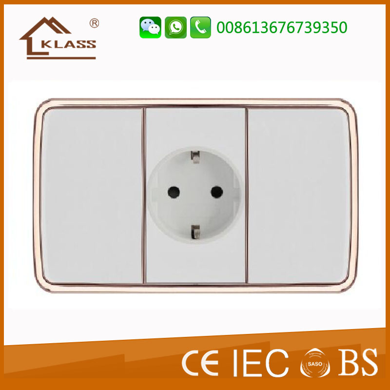 Top Selling Energy Saving 15A German Round Pin Wall Socket