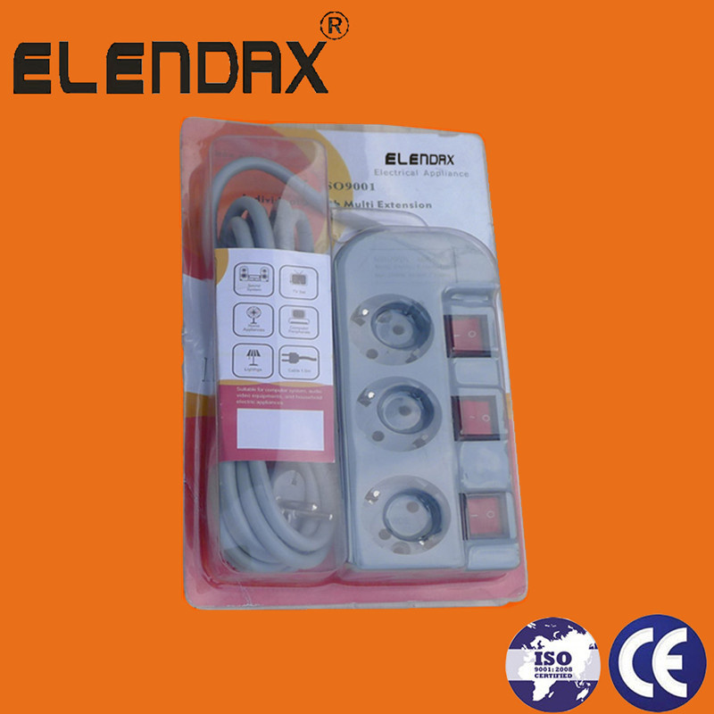 Hot Sale Extension Multiple 3 Way Electrical Extension Individual Switch Power Socket 3m (E6003EIS)