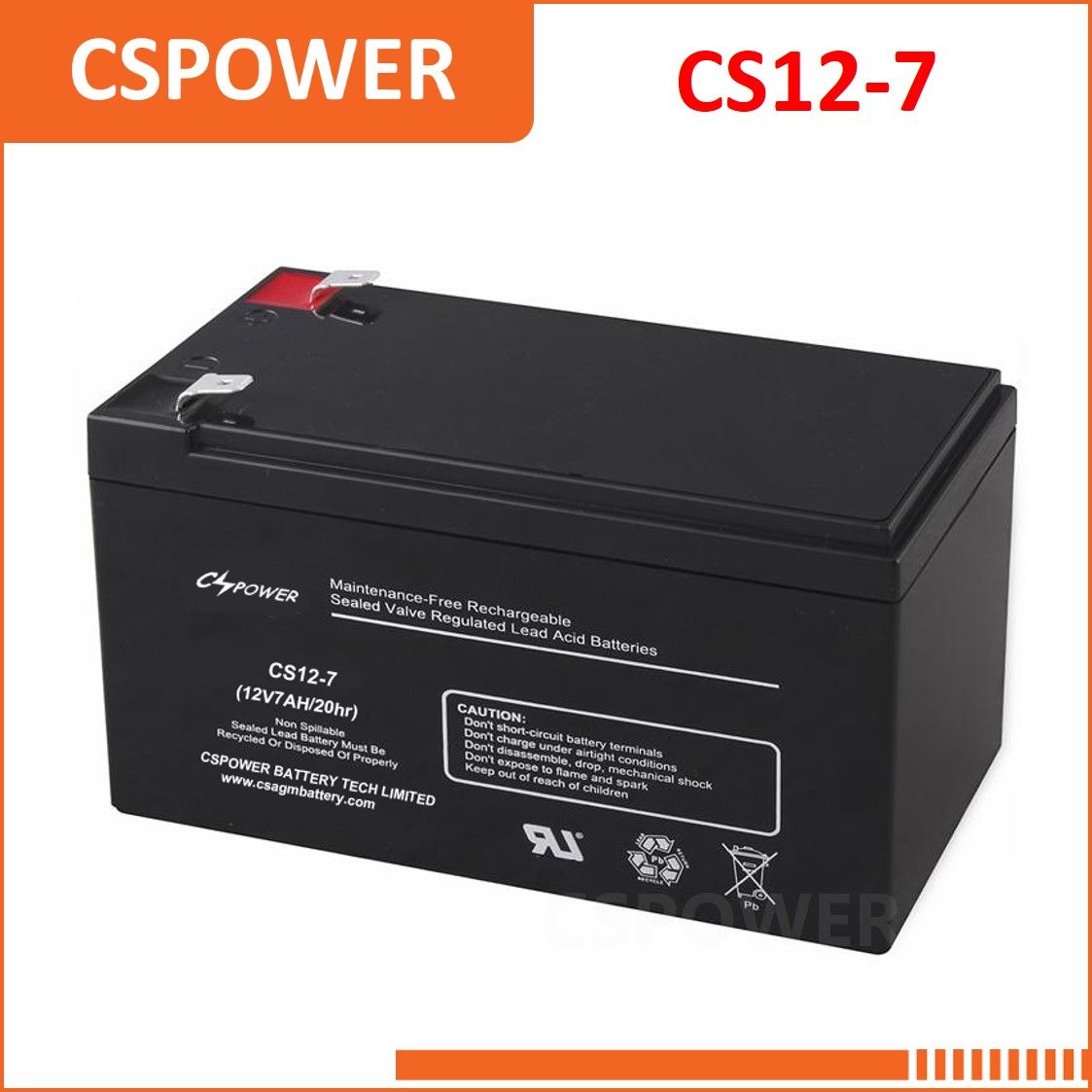12V7.2ah Rechargeable SLA Battery for UPS Units CS12-7.2D