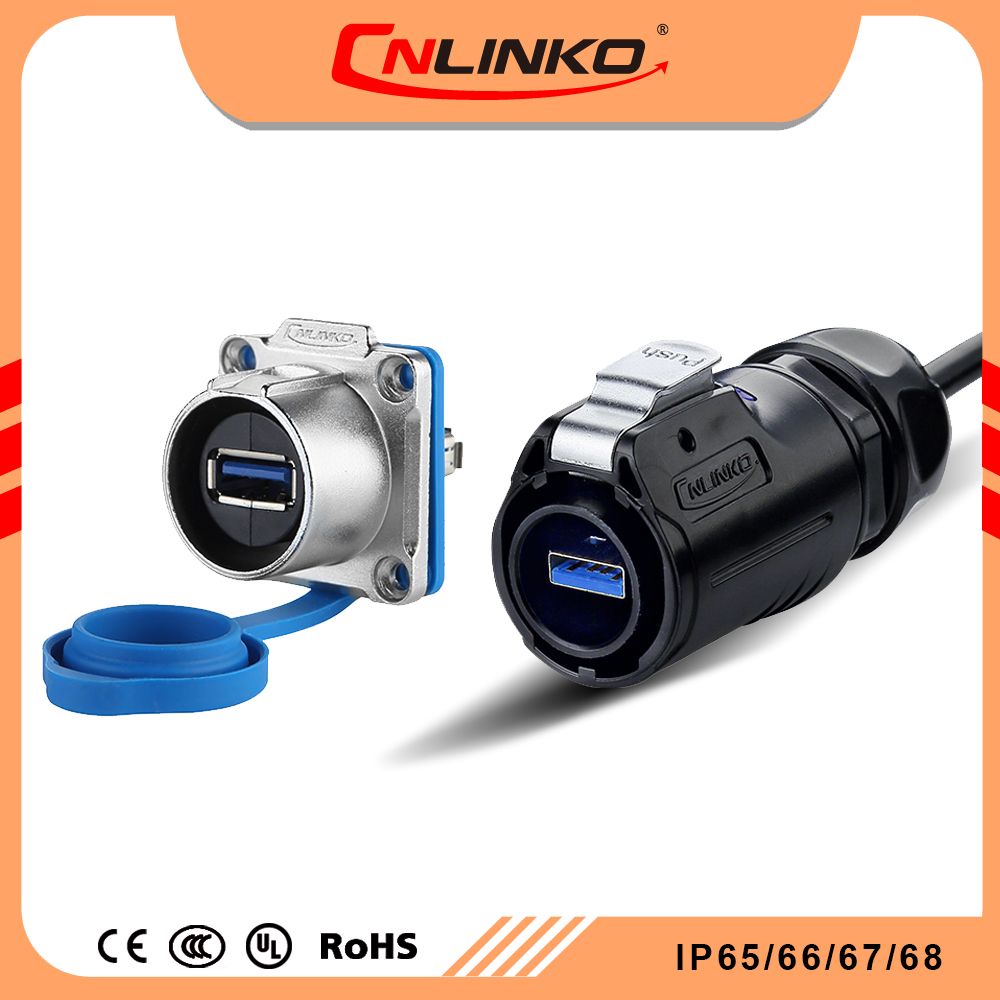 Cnlinko Lp24 USB3.0 Cable Connector Interface Fast Transmission PBT Material IP65/IP67 Connector