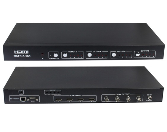 4X4 HDMI to Coaxial Matrix Switcher