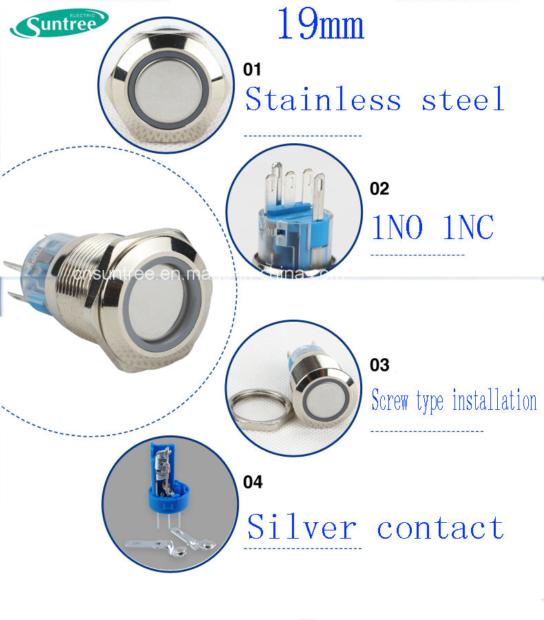 Diameter 19mm Push Button Micro Switch