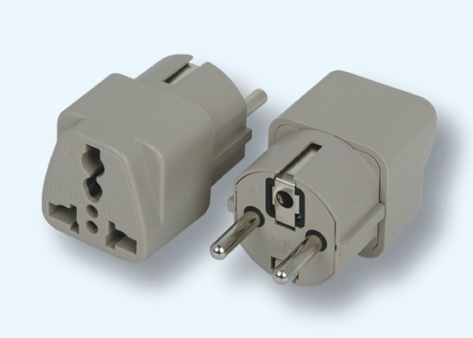 Two Round Pins Socket Adapter Adaptor ABS Plug (RJ-0069)