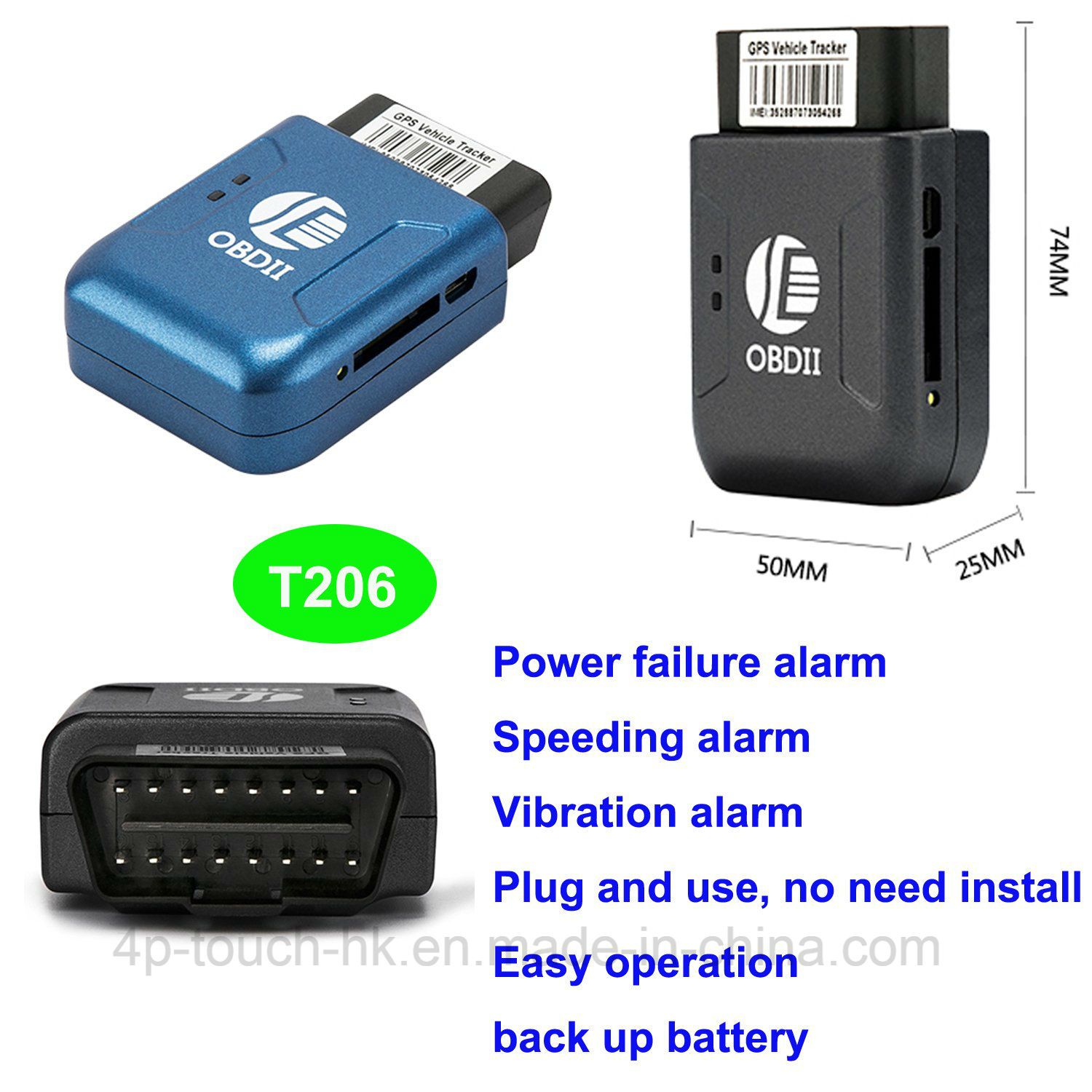 2g/GSM OBD Car GPS Tracker with Real-Time Positioning T206