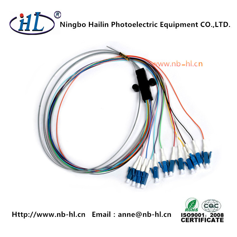 Good Interoperability LC /APC 12 Cores Fiber Optic Pigtail