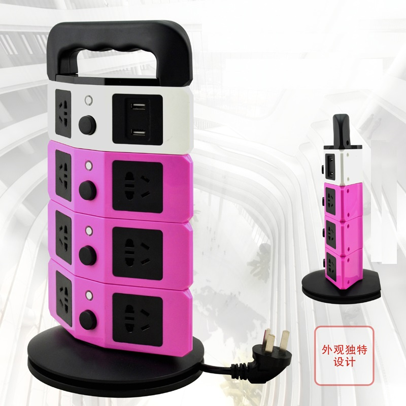 Four Layer 1.8m Tower Shape Vertical Electrical Us Socket Outlet with USB