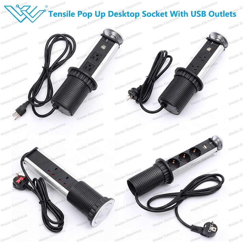 Office Furniture Smart Tensile Pop up Desktop Power Socket with USB Outlets