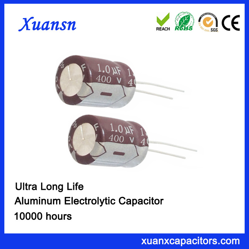 10000 Hours Radial 1UF 400V Capacitor Electrolytic