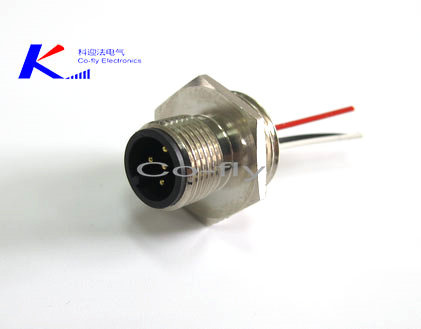 M12 PCB Type Male & Female Rear Mount Waterproof Plug Socket with Pigtail