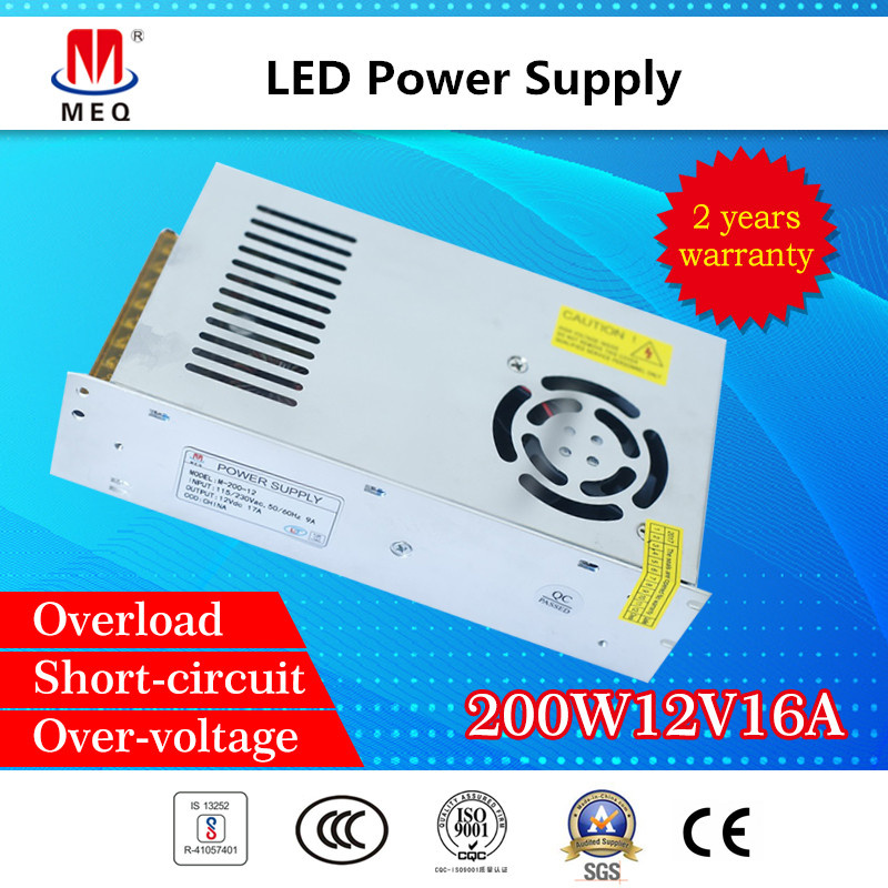 SMPS 12V 200W Switching Power Supply 16.6A for LED