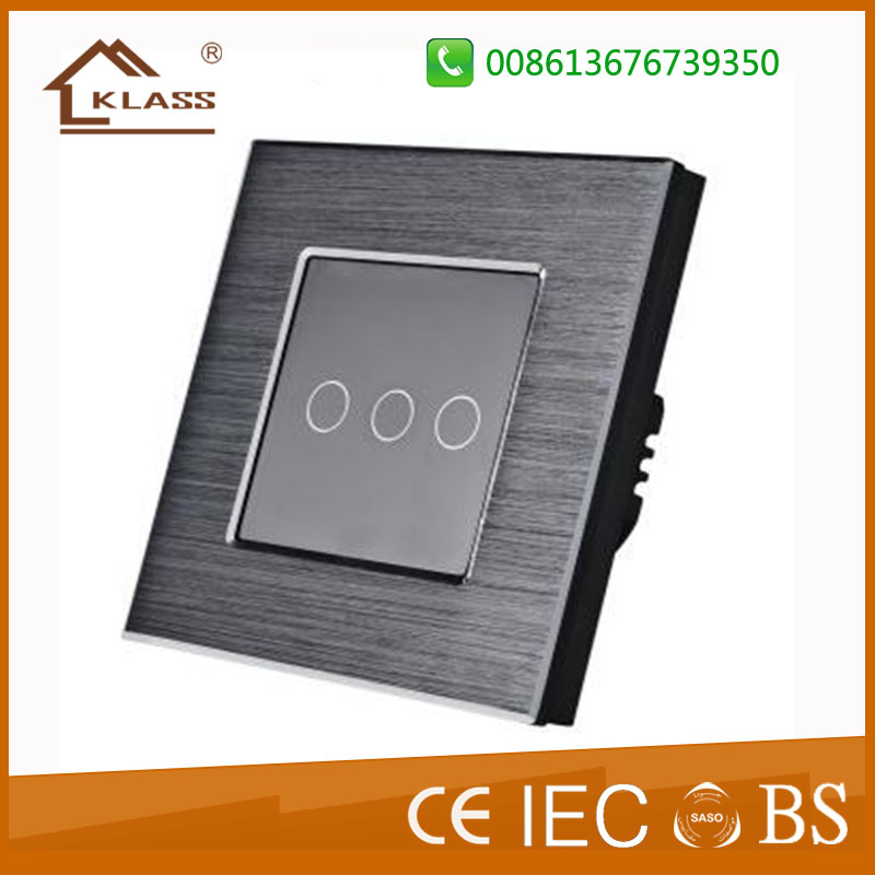 3 Gang Brushed Aluminum Home Electric Switch