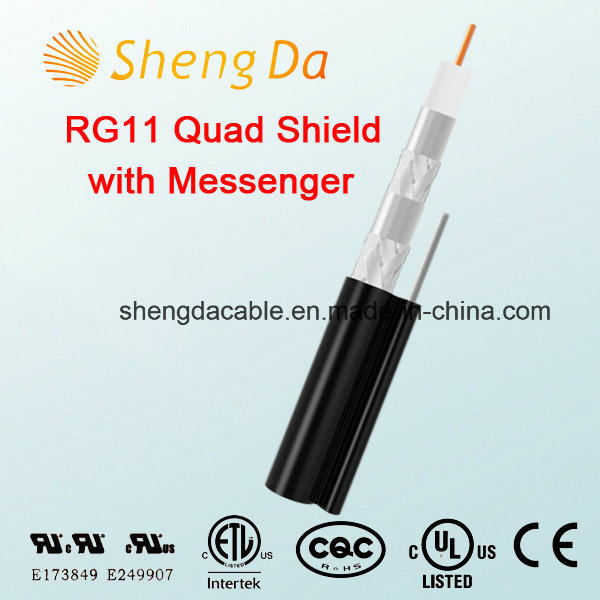 Rg11 Quad Shield with Messenger Drop Outdoor Coaxial Cable