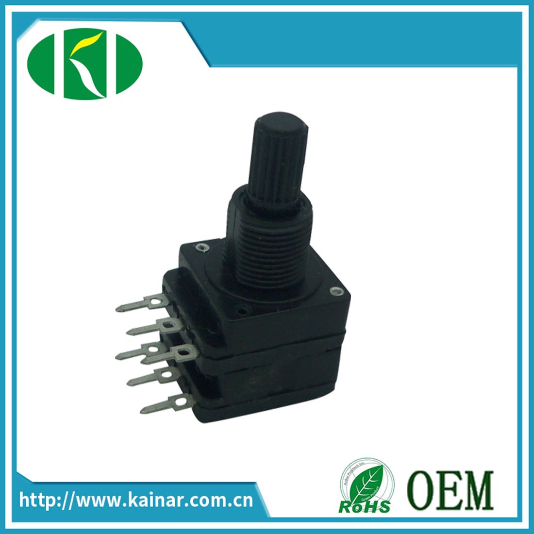 Jiangsu 16mm Plastic Shaft Horizontal Potentiometer with 6 Pins