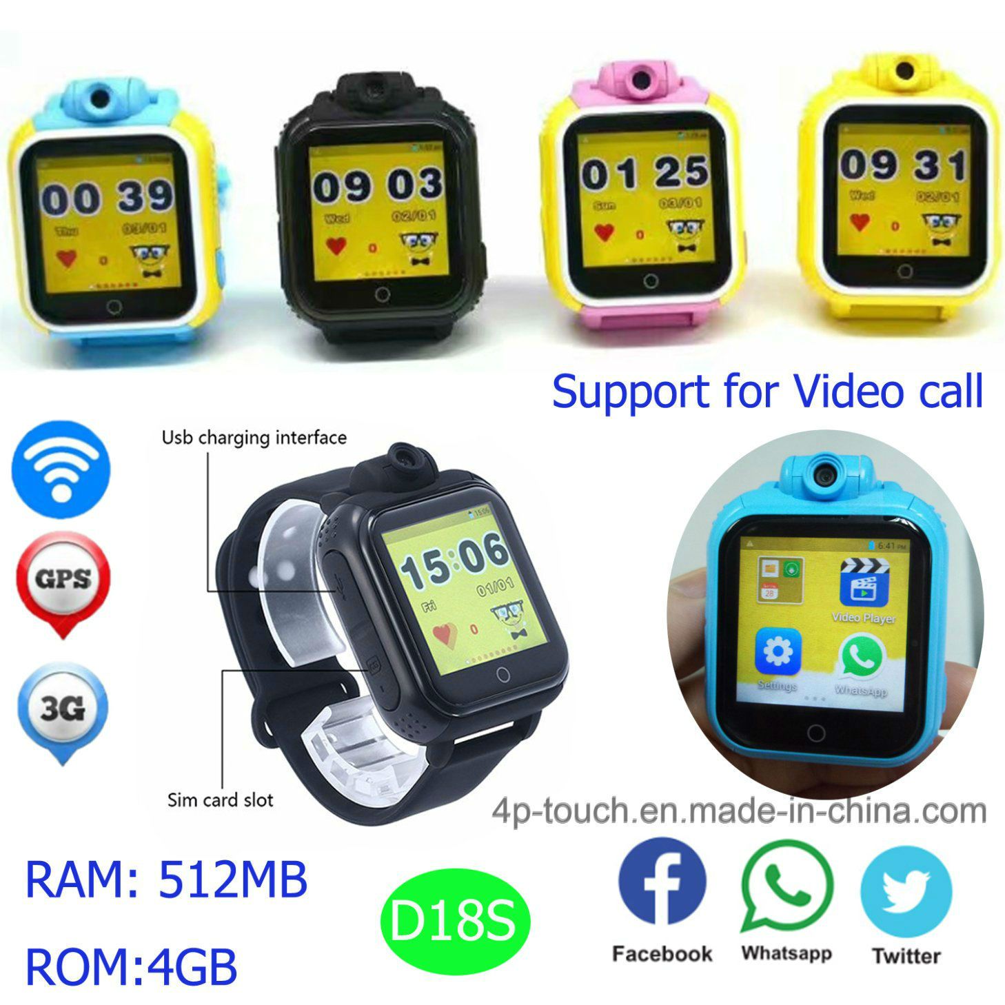 3G Android Dual Core GPS Watch with Voice Call D18s