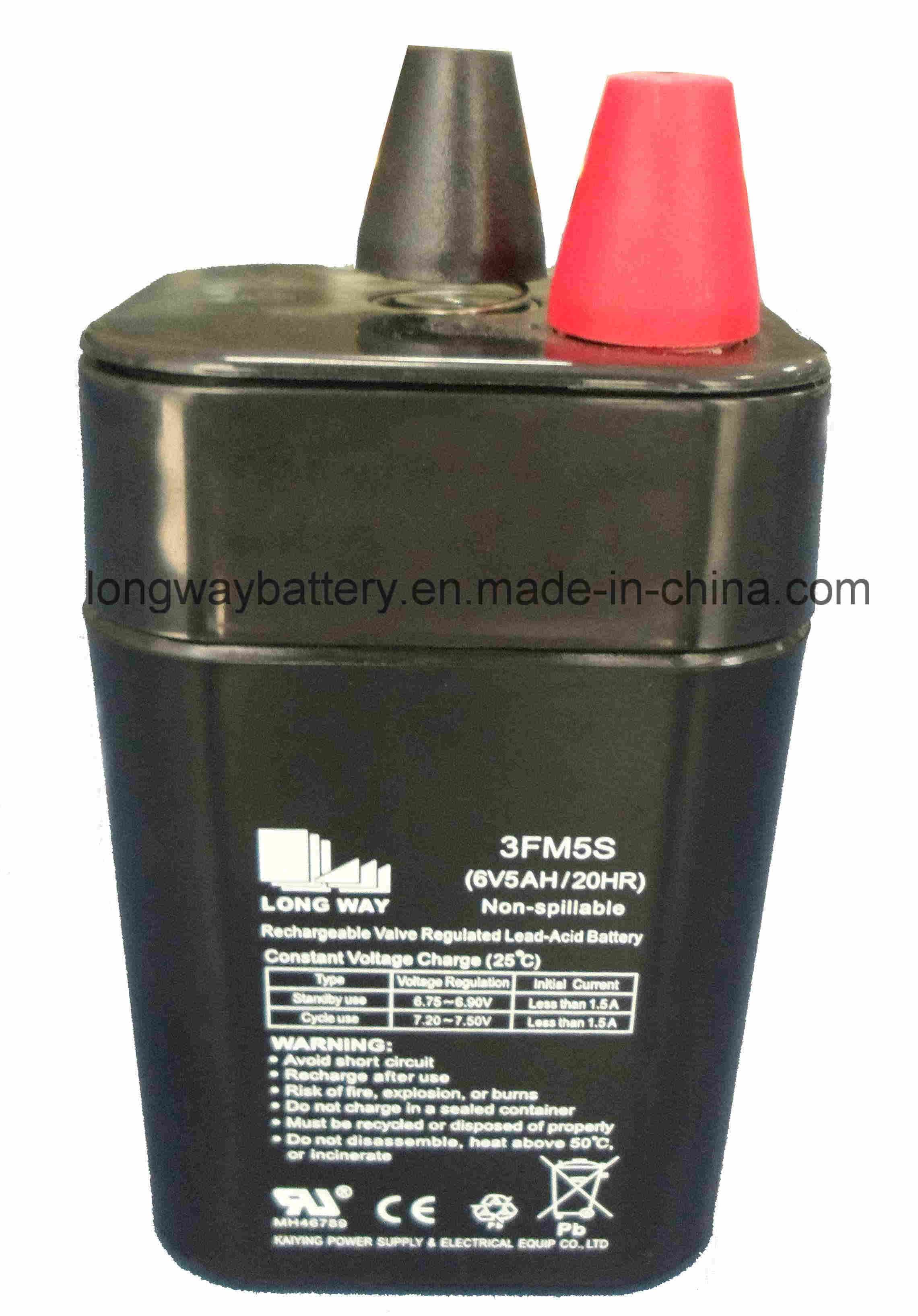 6V5ah Spring Terminal Lighting System Rechargeable Lead Acid Battery