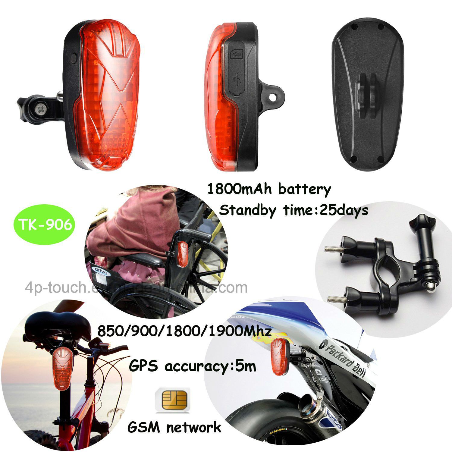 Easy Install Bicycle/Motorcycle GPS Tracker Tk906
