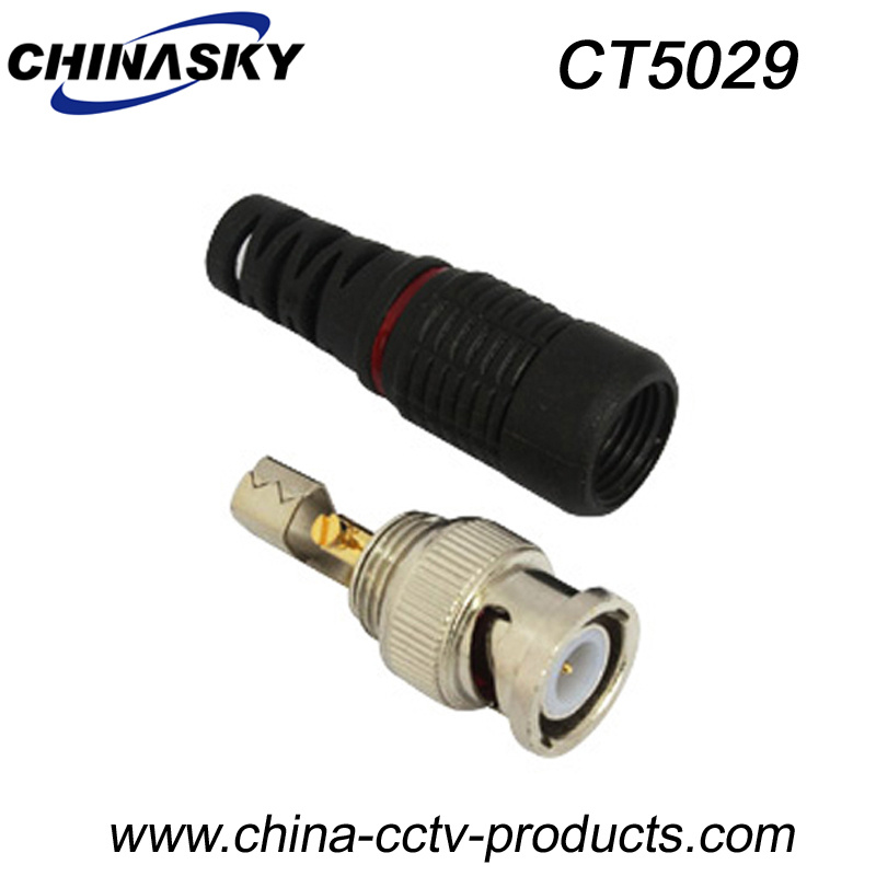 Male Solderless BNC Connector with Boot for Security System (CT5029)