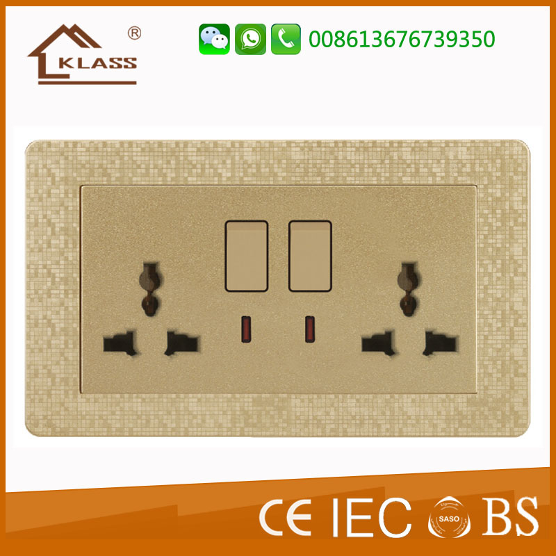 Hot Sale Mf 13A British 2gang Electric Wall Switch Socket