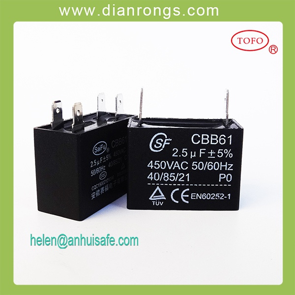 2.5UF 450V Cbb61 Fan Capacitor Sh Capacitor Cbb61capacitor