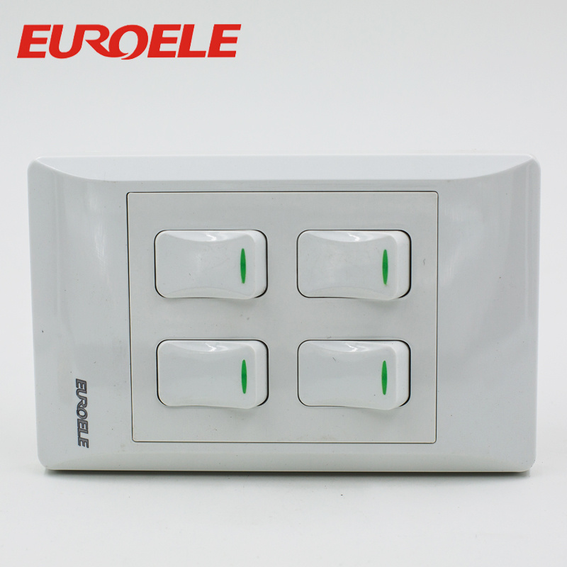 Practical PC Material White Color 4 Gang Wall Switch