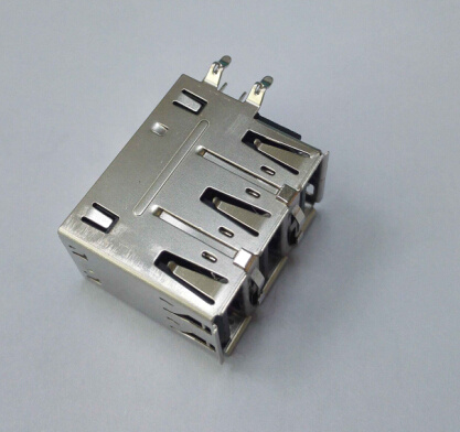 USB 2.0 a Female Connector Triple Stacked, Right Angle with EMI