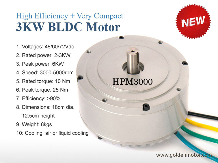 BLDC Motor 3kw 48V/60V/72V Air Cooling DC Motor with Sine Wave Controller