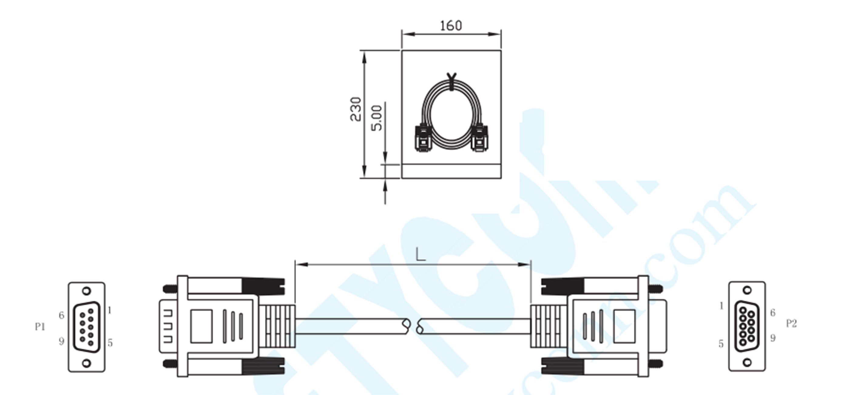 D-SUB to D-SUB UL 2464 dB Wire Connector