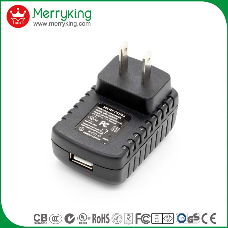 Wall Mount Single Port 5V 2A Us Plug Portable USB Charger
