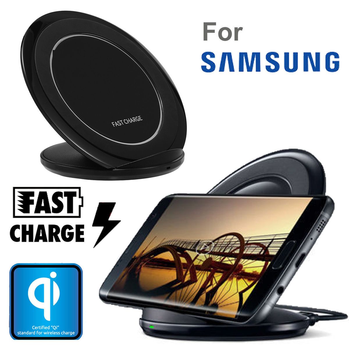 Portable Qi Wireless Charger for Samsung S6 S7 S8 Plus