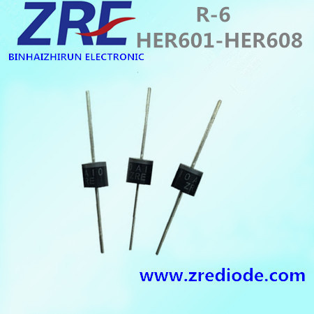 6A Her601 Thru Her608 High Efficiency Rectifier Diode R-6 Package