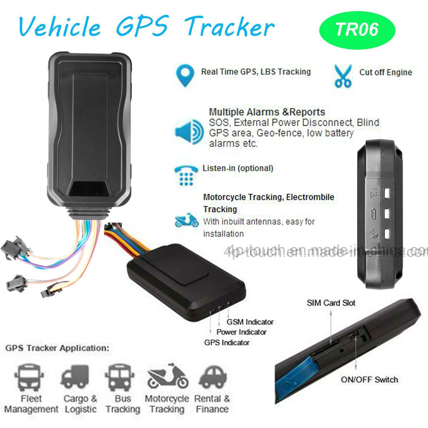 Car Motorcycle Vehicle GPS Tracking Device Tr06