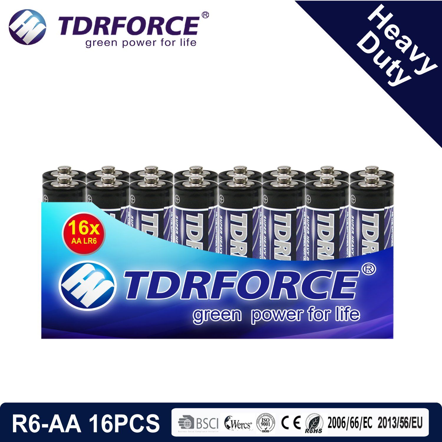 1.5V Heavy Duty Dry Battery with BSCI for Flashlight (R6-AA 16PCS)