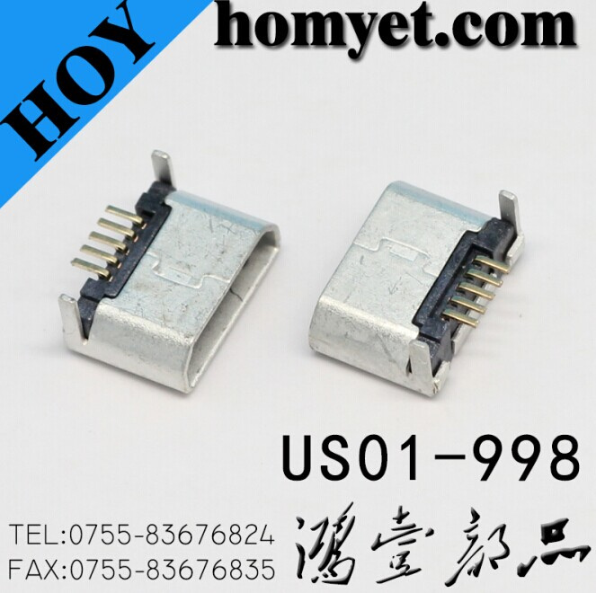 DIP Type Micro USB Connector with 5pin (US01-998)