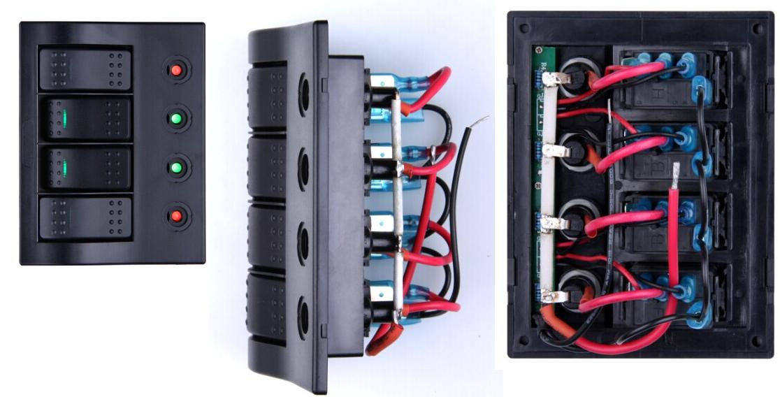 Waterproof 4 Gang Marine LED Lighter Rocker Switch Panel