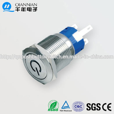 19mm 1no Nc/2no 2nc Resetable Self-Locking Flat Character Illuminated IP67 Ik10 Push Button Switch