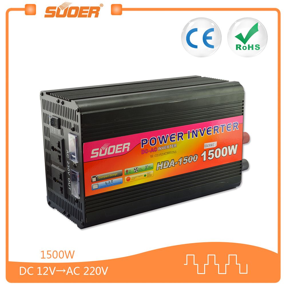 Suoer Good Quality 12V 1500W Power Inverter with Charger (HDA-1500C)