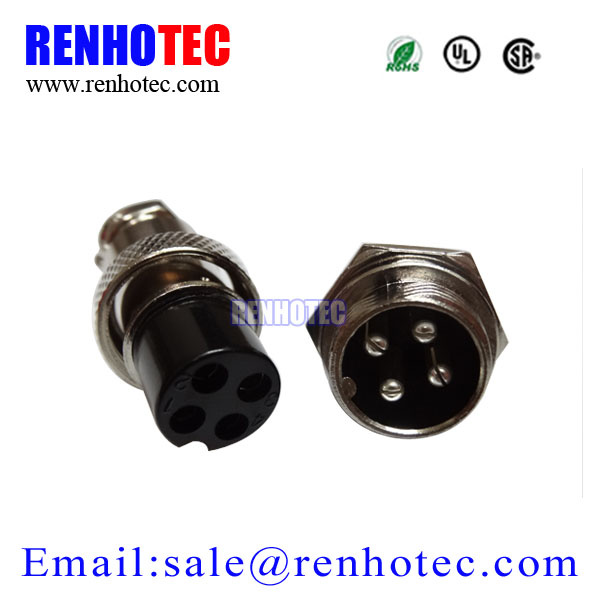 Metal Gx16 4 Pin Socket Plug Aviation Connector