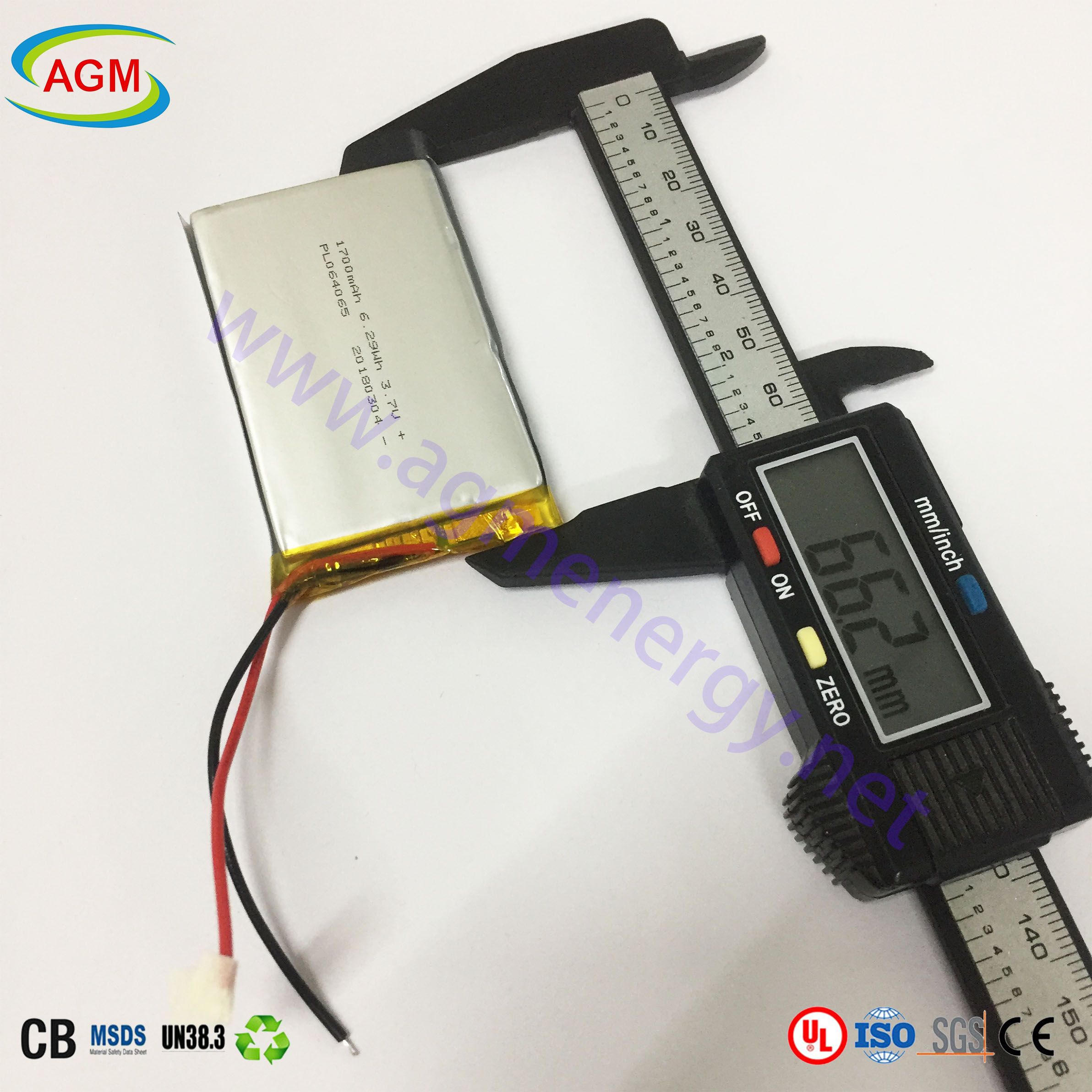 Polymer Pl064065 3.7V 1700mAh Lipo Battery