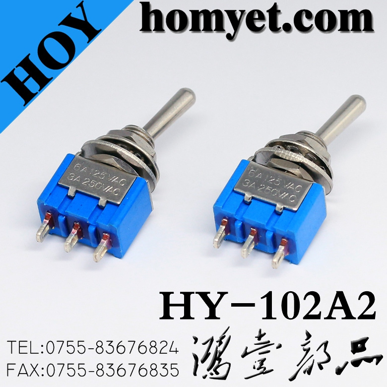 High Quality 3pin on-off-on Miniature Toggle Switch PC Terminal 6A 125VAC Toggle Switch