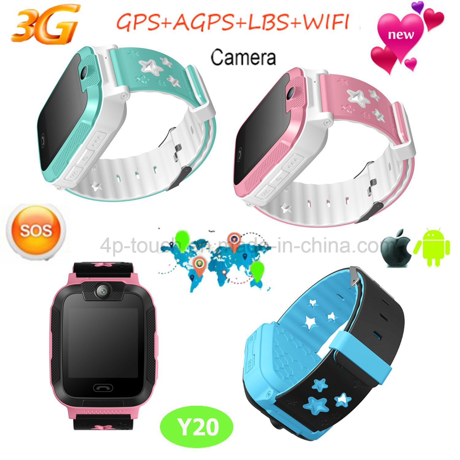 New 3G Kids GPS Tracker Watch with Camera 3.0 Y20
