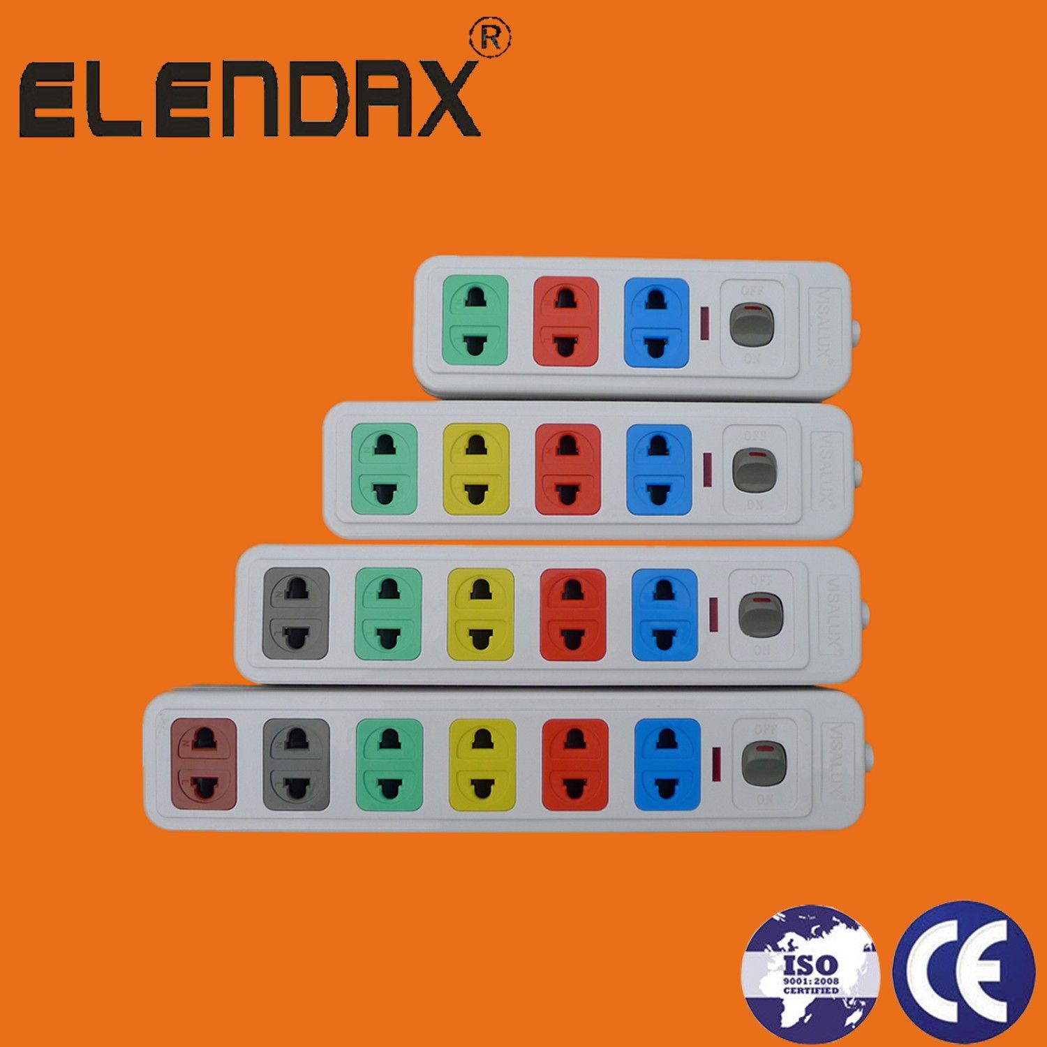 Universal 2 Pin 4 Way Outlet Extension Socket (E1004S)