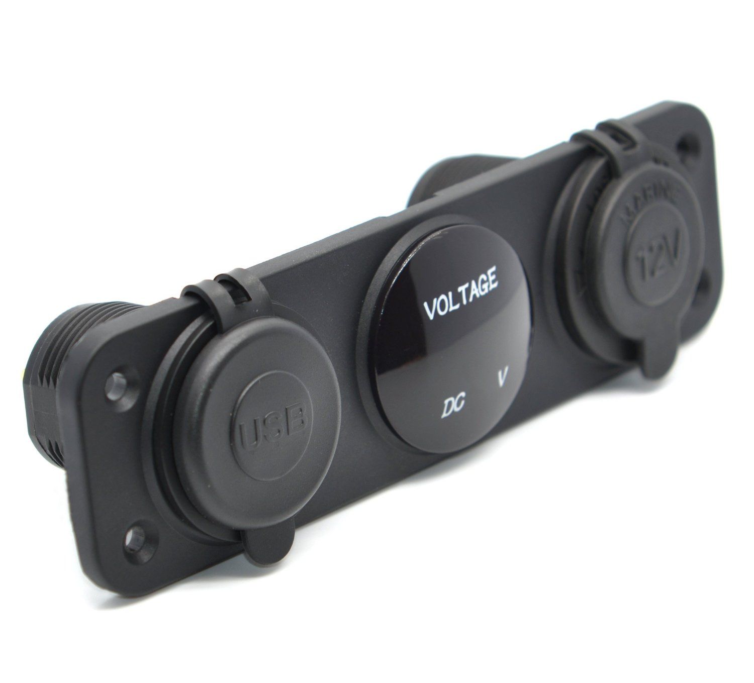 Triple Function 3 Gang Panel Mounted USB Controlled Power Socket Car Cigarette Lighter Plug