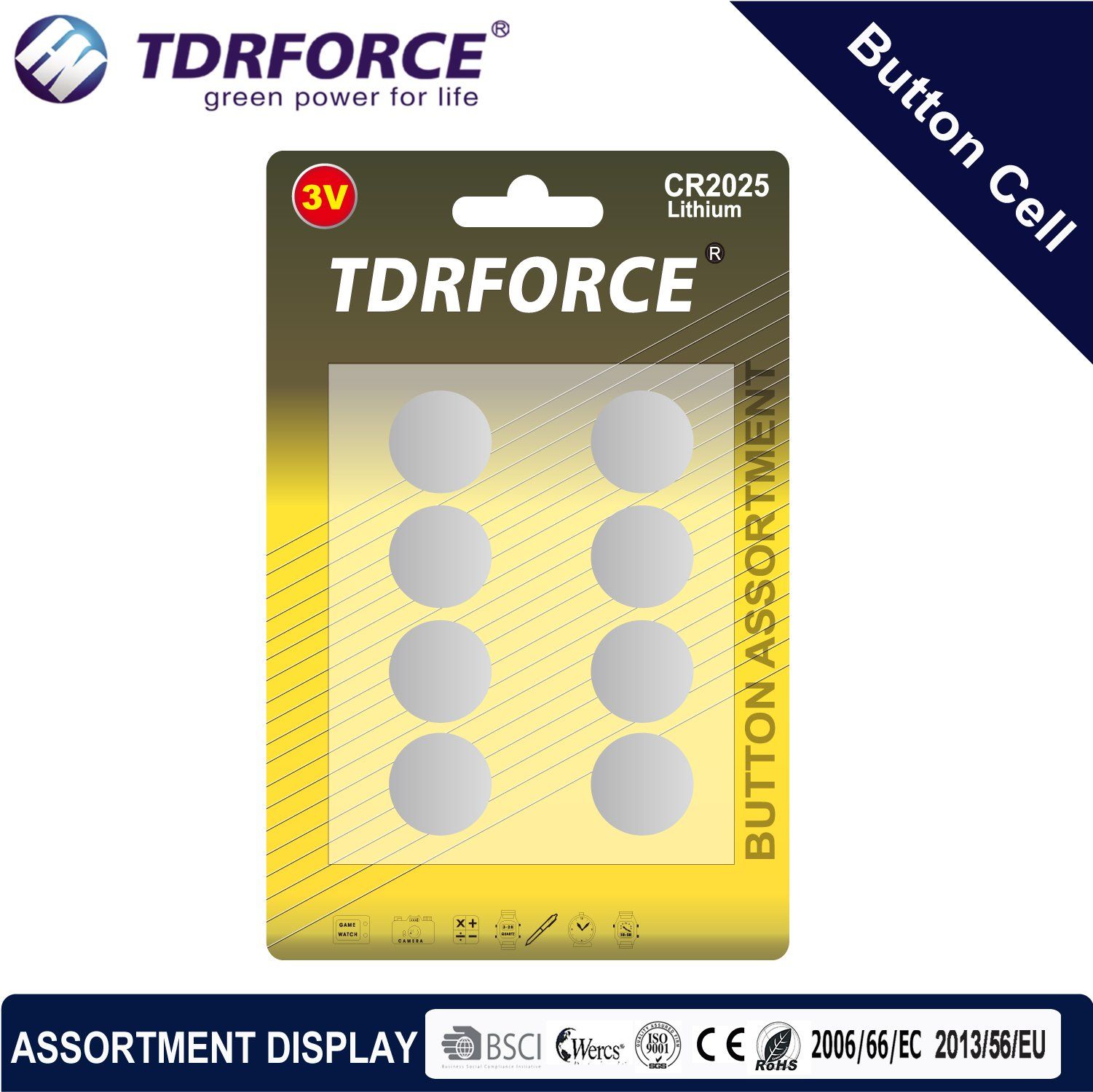 3V Cr Button Cell Lithium Battery with Ce for Toy (CR 8PCS)
