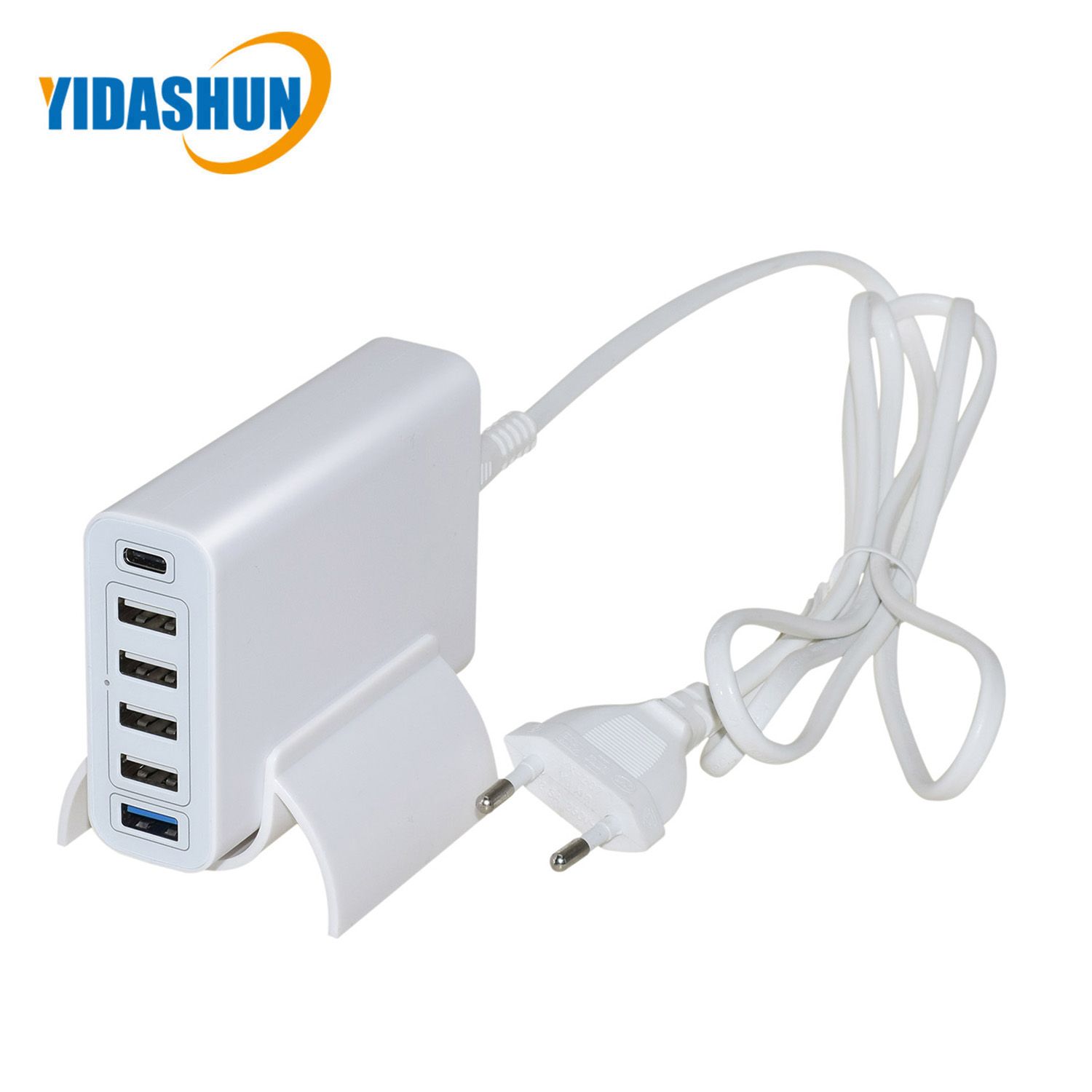 6-Port QC3.0 USB Wall Charger with USB-C Output 5V 3A Charging Station for Most Smartphone and Laptops