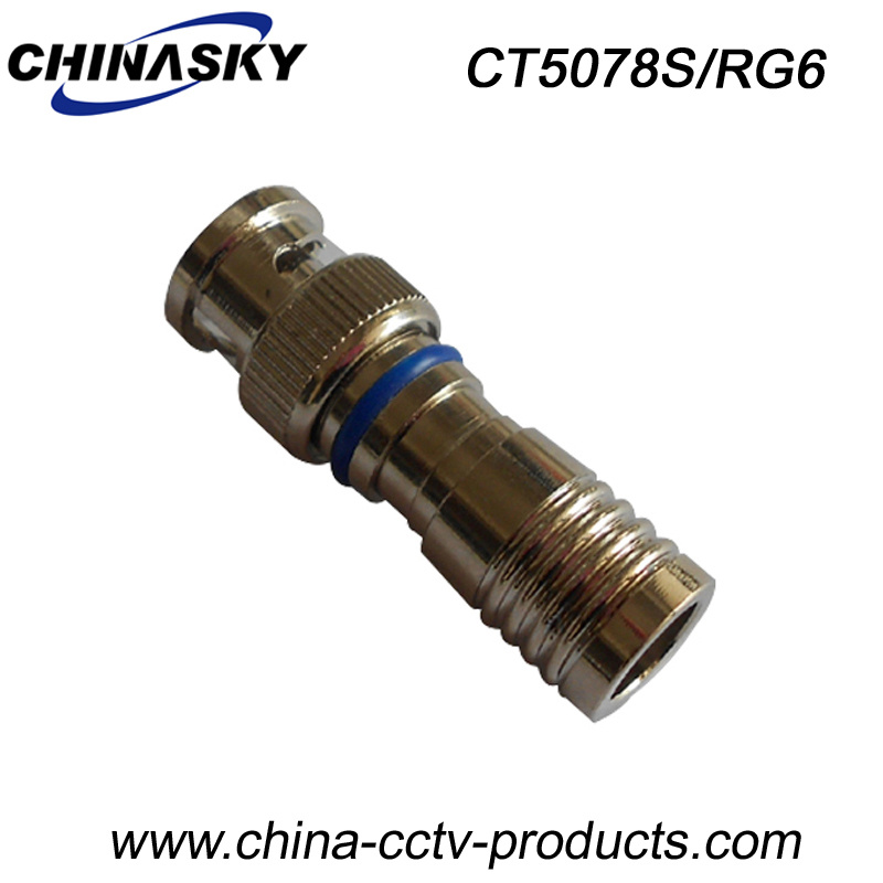 Waterproof CCTV Male Compression BNC Plug for RG6 Cable (CT5078S/RG6)